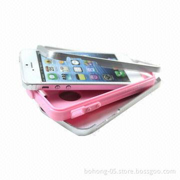 PC and Silicone Case for iPhone 5, Bottom Side Triple Gypsophila, Various Colors Available
